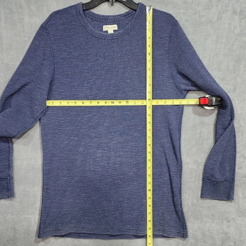 J.‎ Crew Knit Goods Mens Blue Waffle Knit Long Sleeve Crewneck Shirt Large